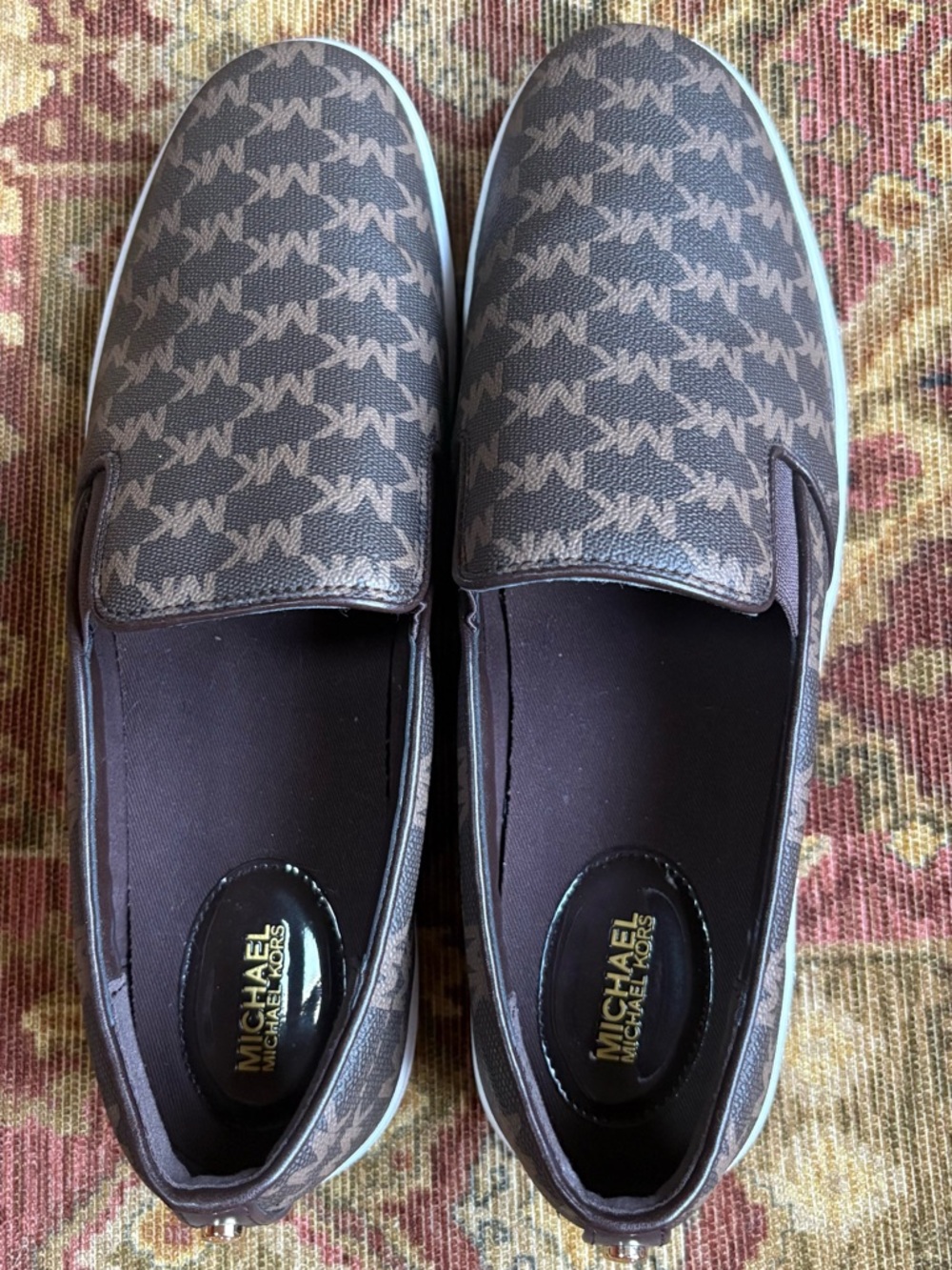 Michael Kors Unisex Slip-On Logo Loafers in Brown Size 11 - Picture 2 of 5